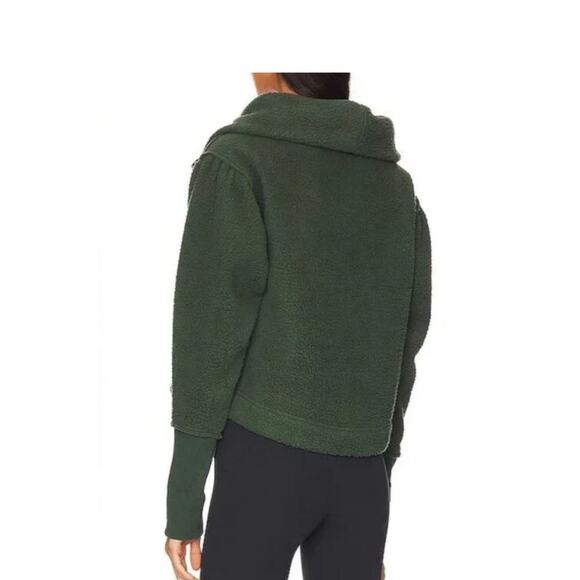 Free People Poppy Fleece Pullover Teddy Jacket Slouchy Forest Pine Green XS New - Picture 3 of 13